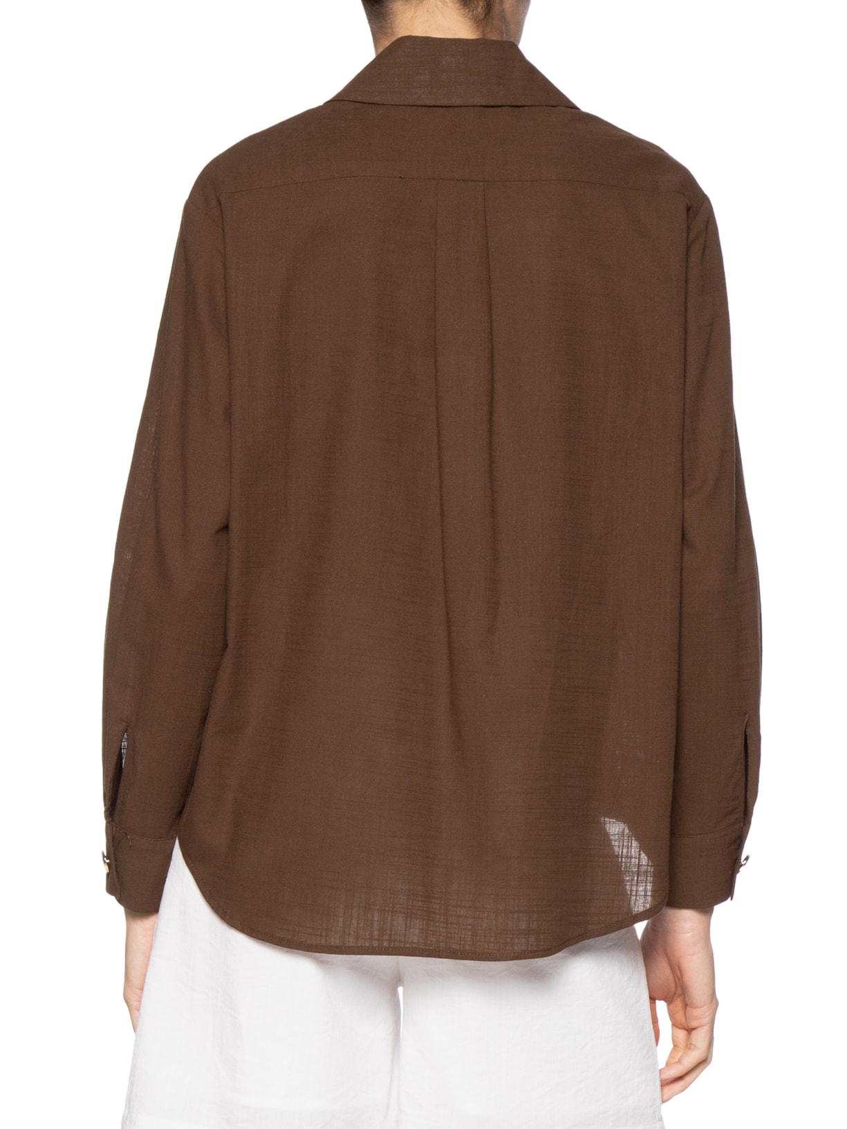 Camisa Feminina Detalhe Botões Marrom Basiq
