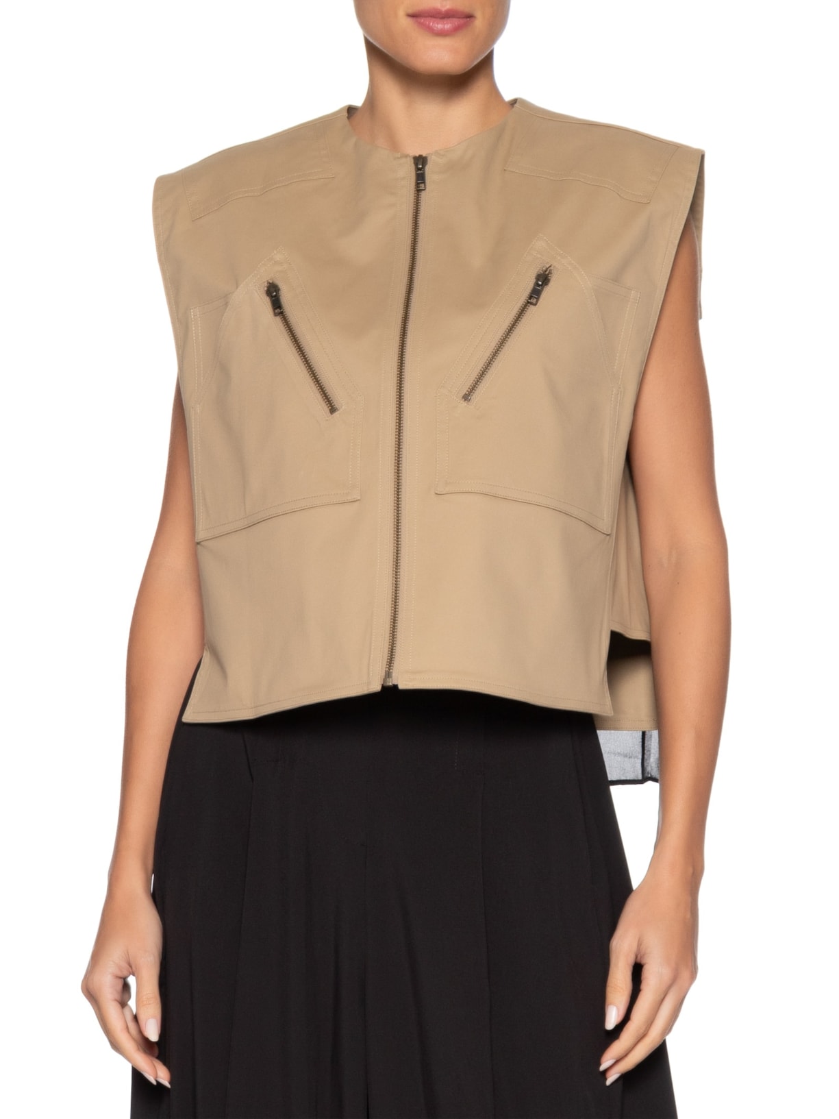 Camisa Feminina Duo Plissado Cotton Bege Osklen