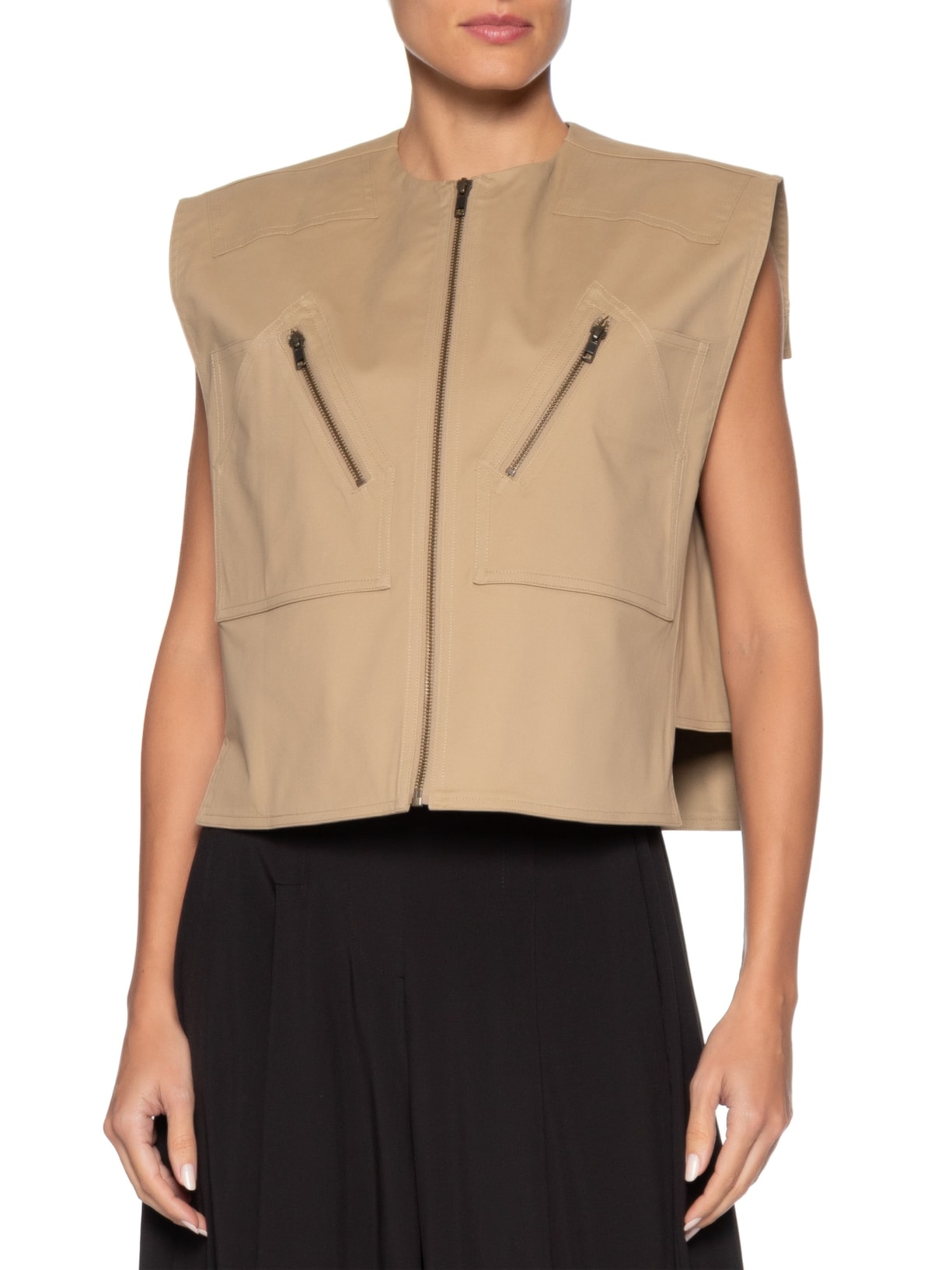 Camisa Feminina Duo Plissado Cotton Bege Osklen