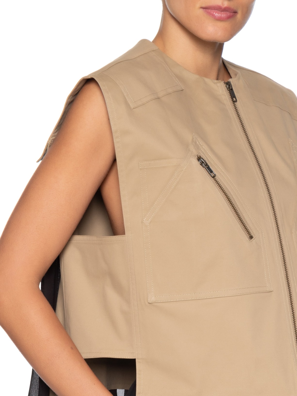 Camisa Feminina Duo Plissado Cotton Bege Osklen