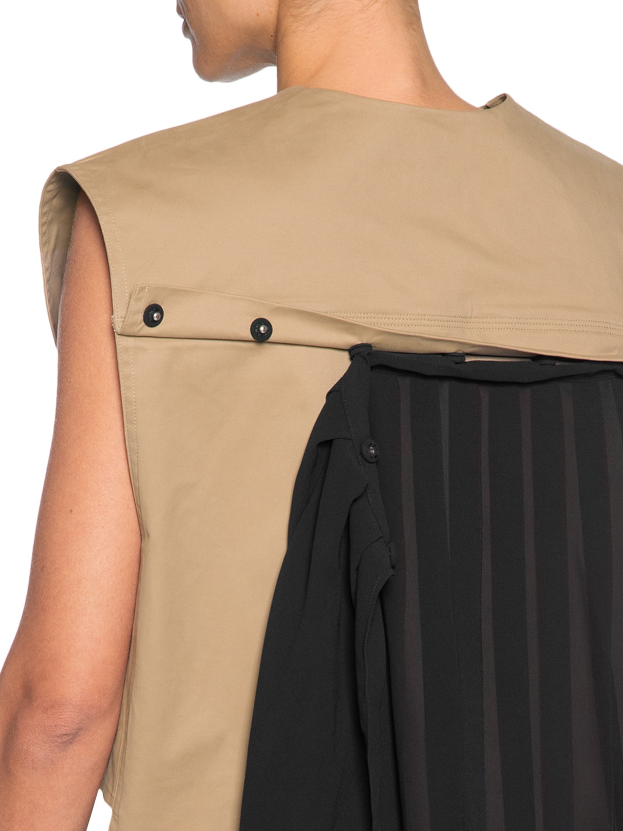 Camisa Feminina Duo Plissado Cotton Bege Osklen