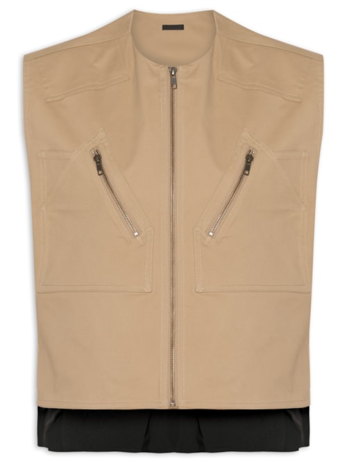 Camisa Feminina Duo Plissado Cotton - Bege