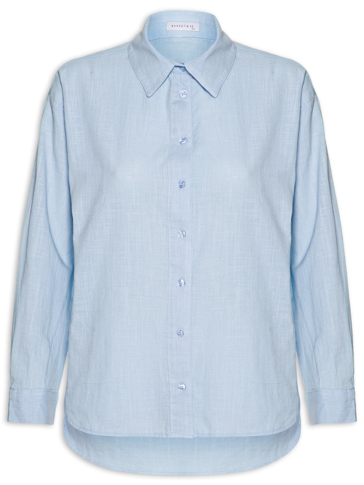 Camisa Feminina Em Algodão Azul Market 33
