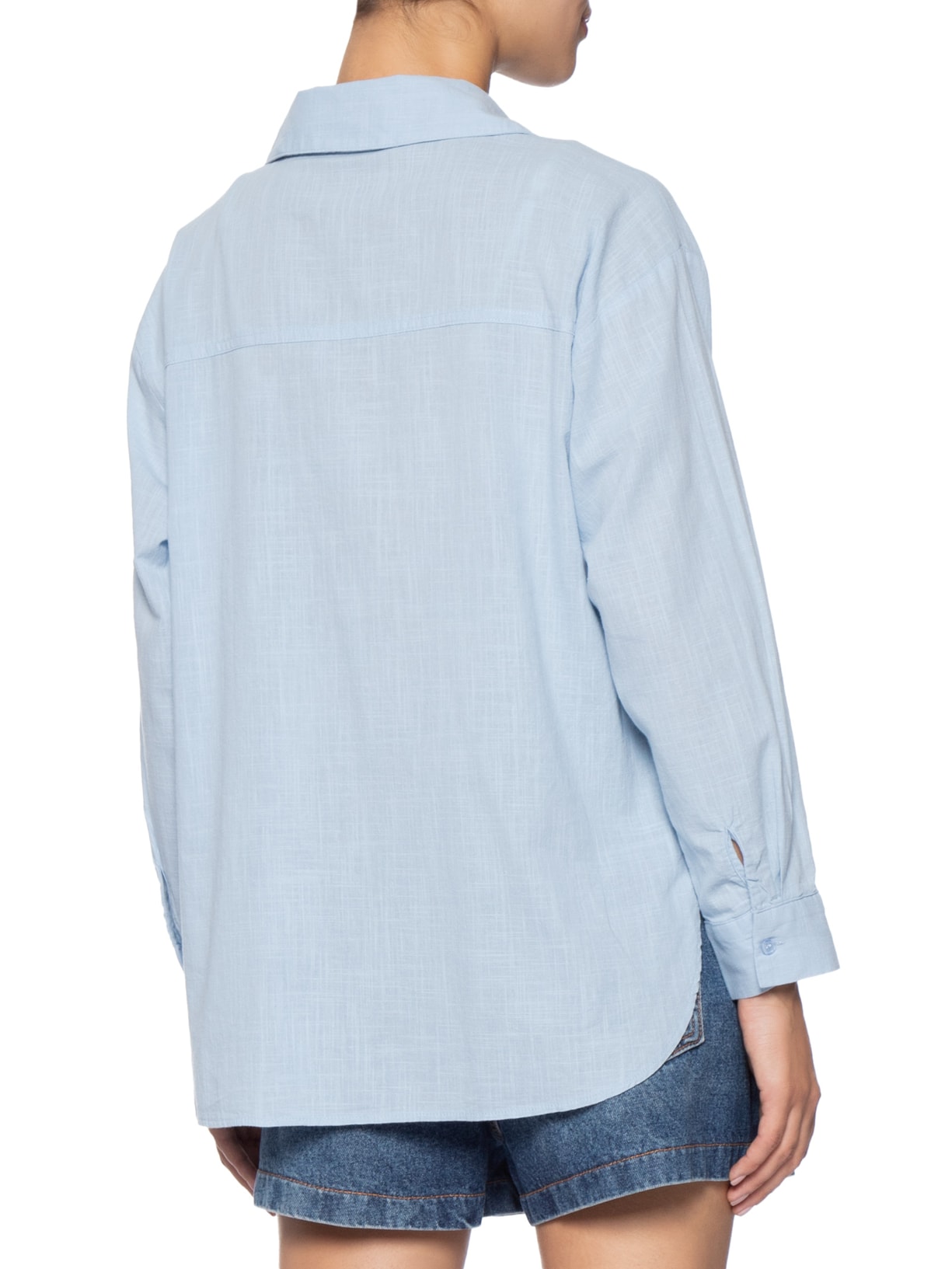 Camisa Feminina Em Algodão Azul Market 33