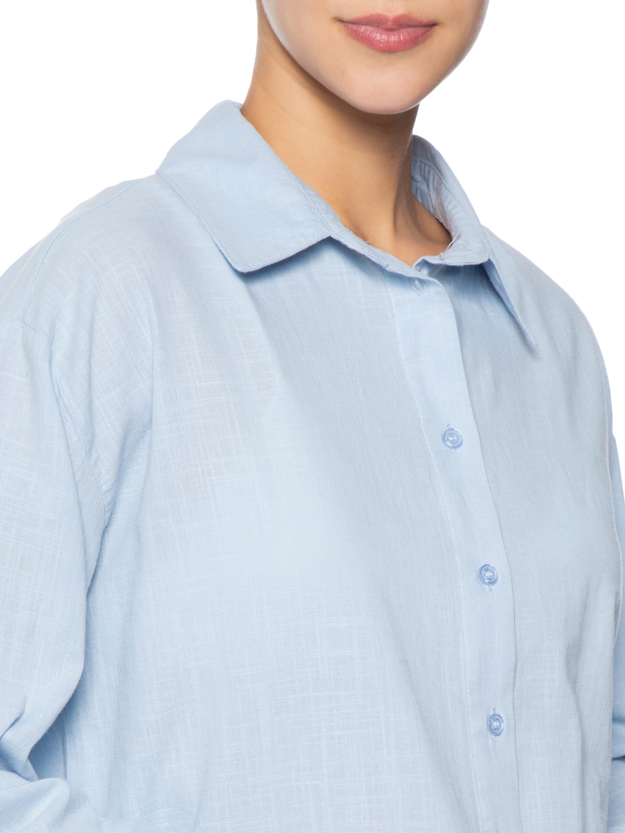 Camisa Feminina Em Algodão Azul Market 33