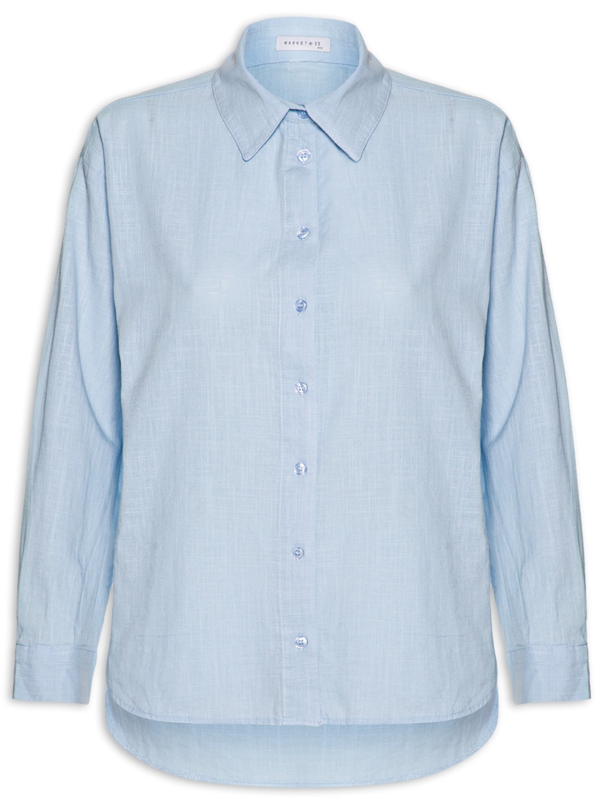 Camisa Feminina Em Algodão Azul Market 33