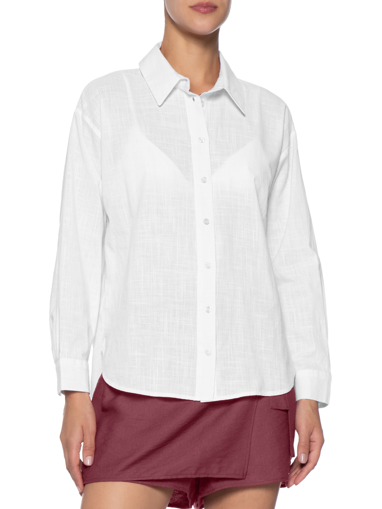 Camisa Feminina Em Algodão Branco Market 33