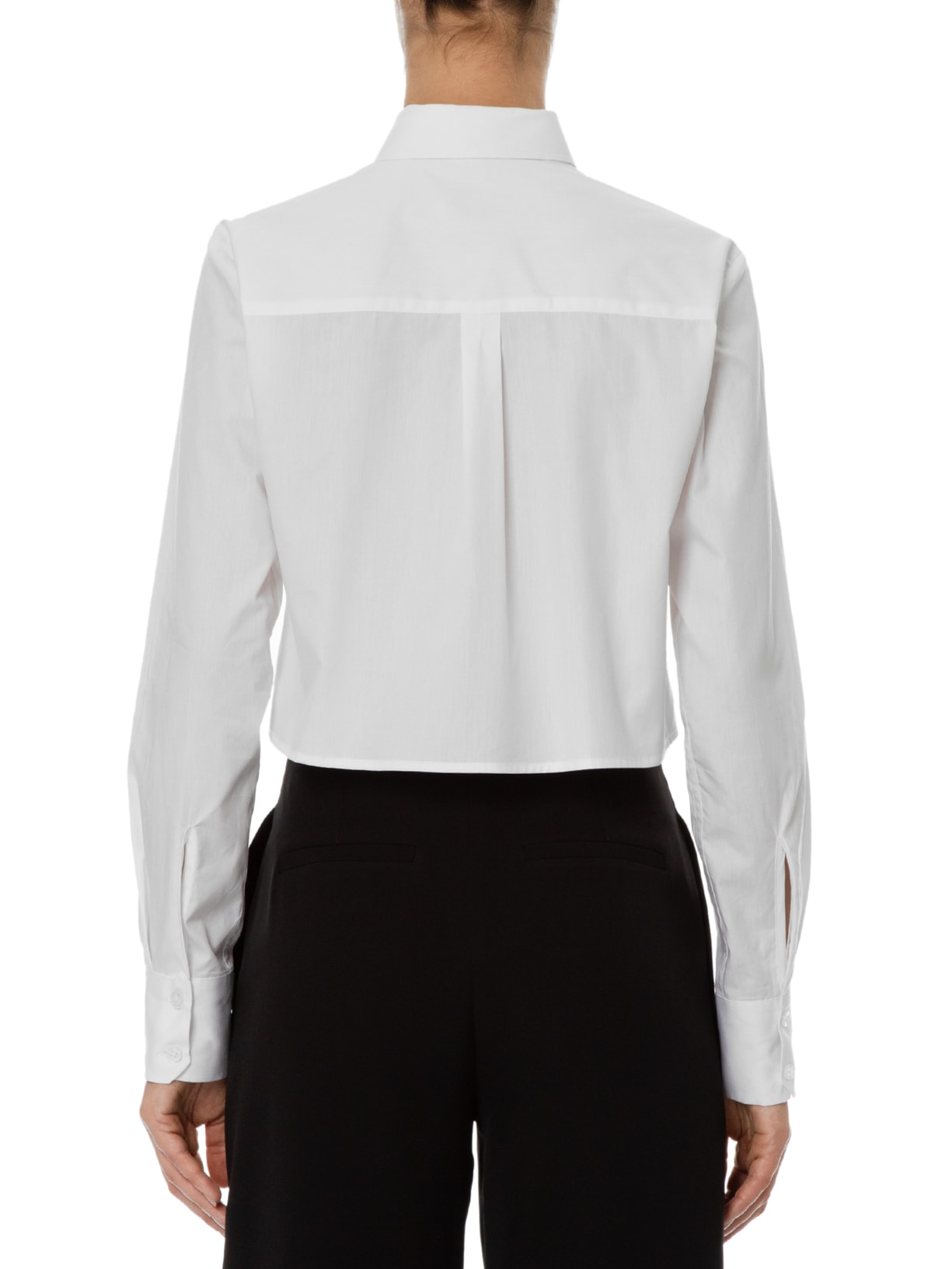 Camisa Feminina Em Algodão Cropped Manga Longa Off White '2Essential