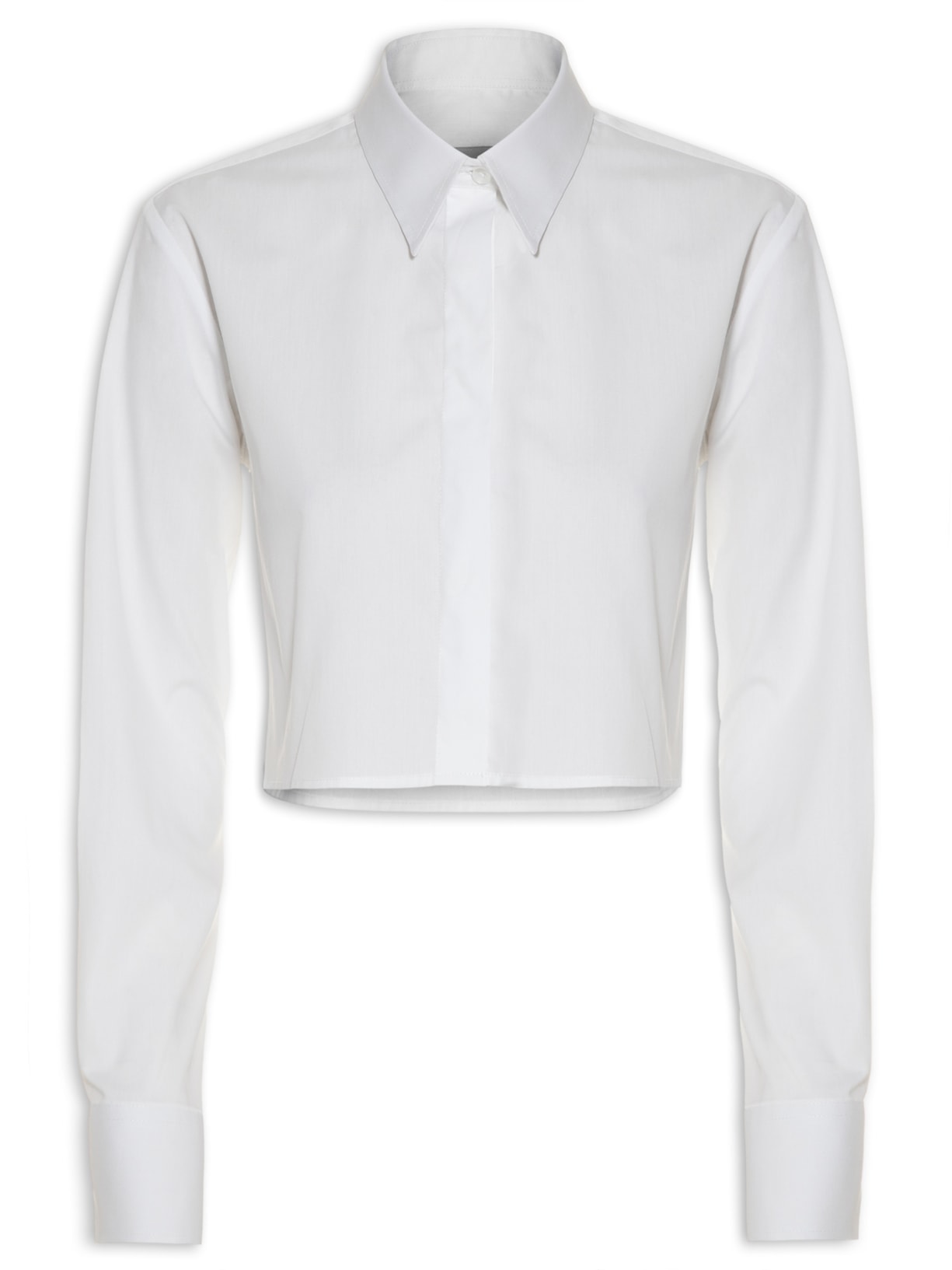 Camisa Feminina Em Algodão Cropped Manga Longa Off White '2Essential