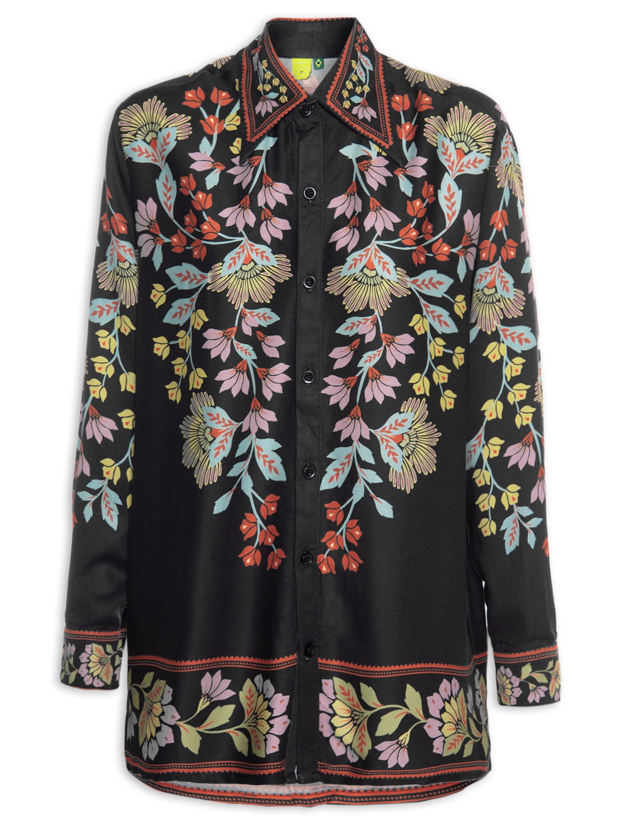 Camisa Feminina Em Flor - Preto