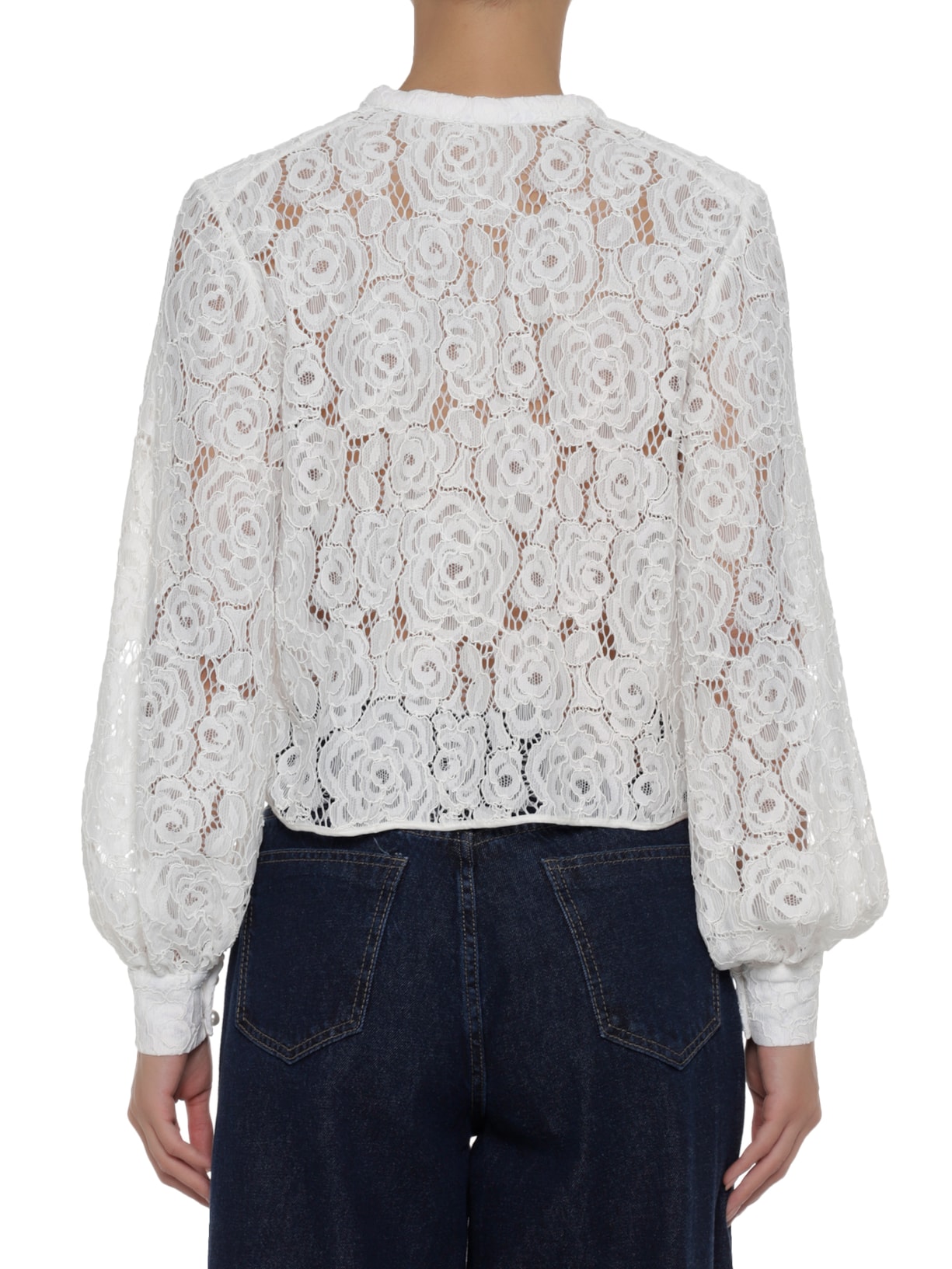 Camisa Feminina Em Renda Dupla Frontura Off White '2Essential