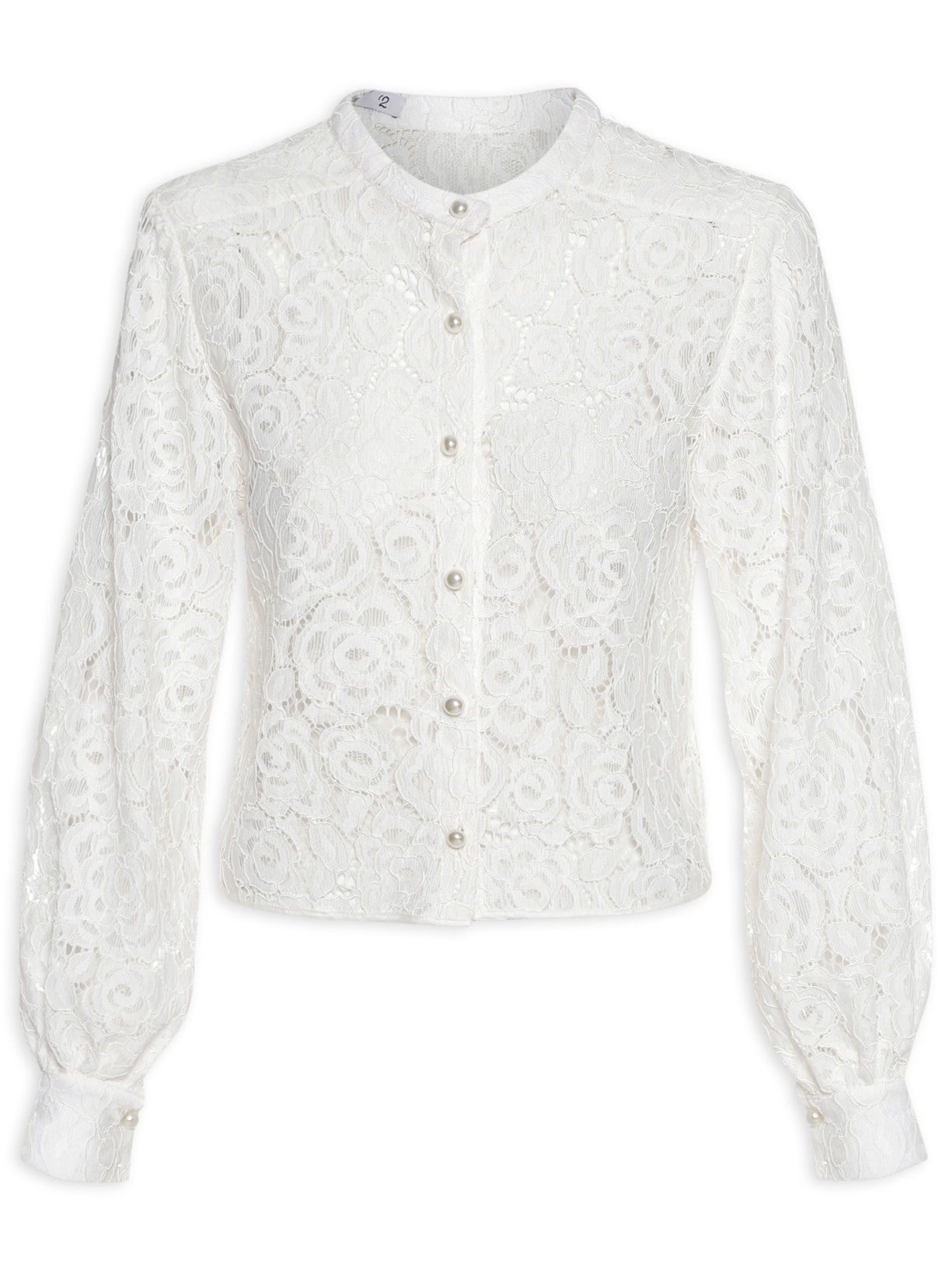 Camisa Feminina Em Renda Dupla Frontura - Off White