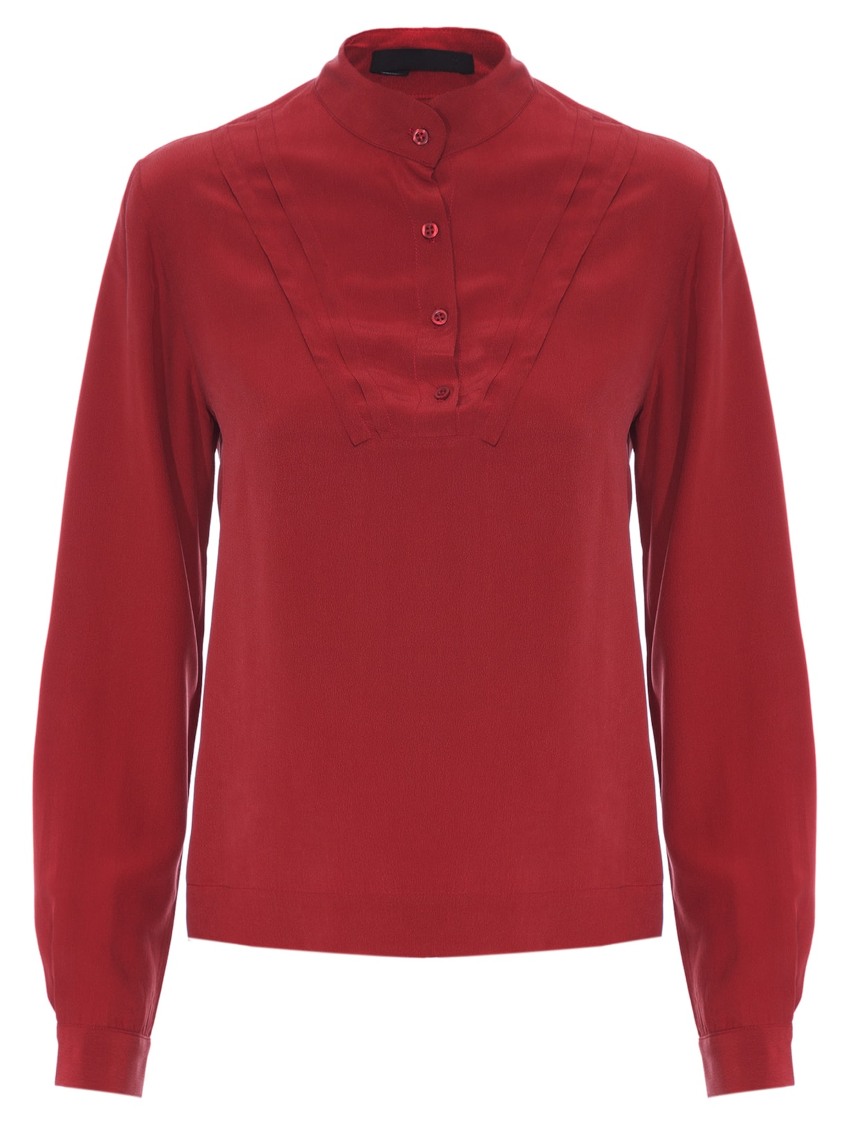 Camisa Feminina Em Seda Pura Com Pregas - Vinho