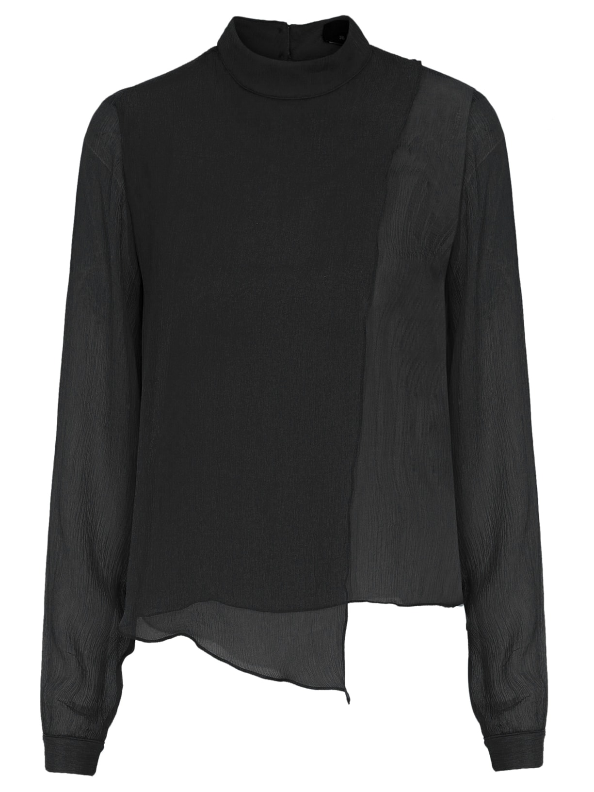 Camisa Feminina Em Seda Pura Dupla Transversal - Preto