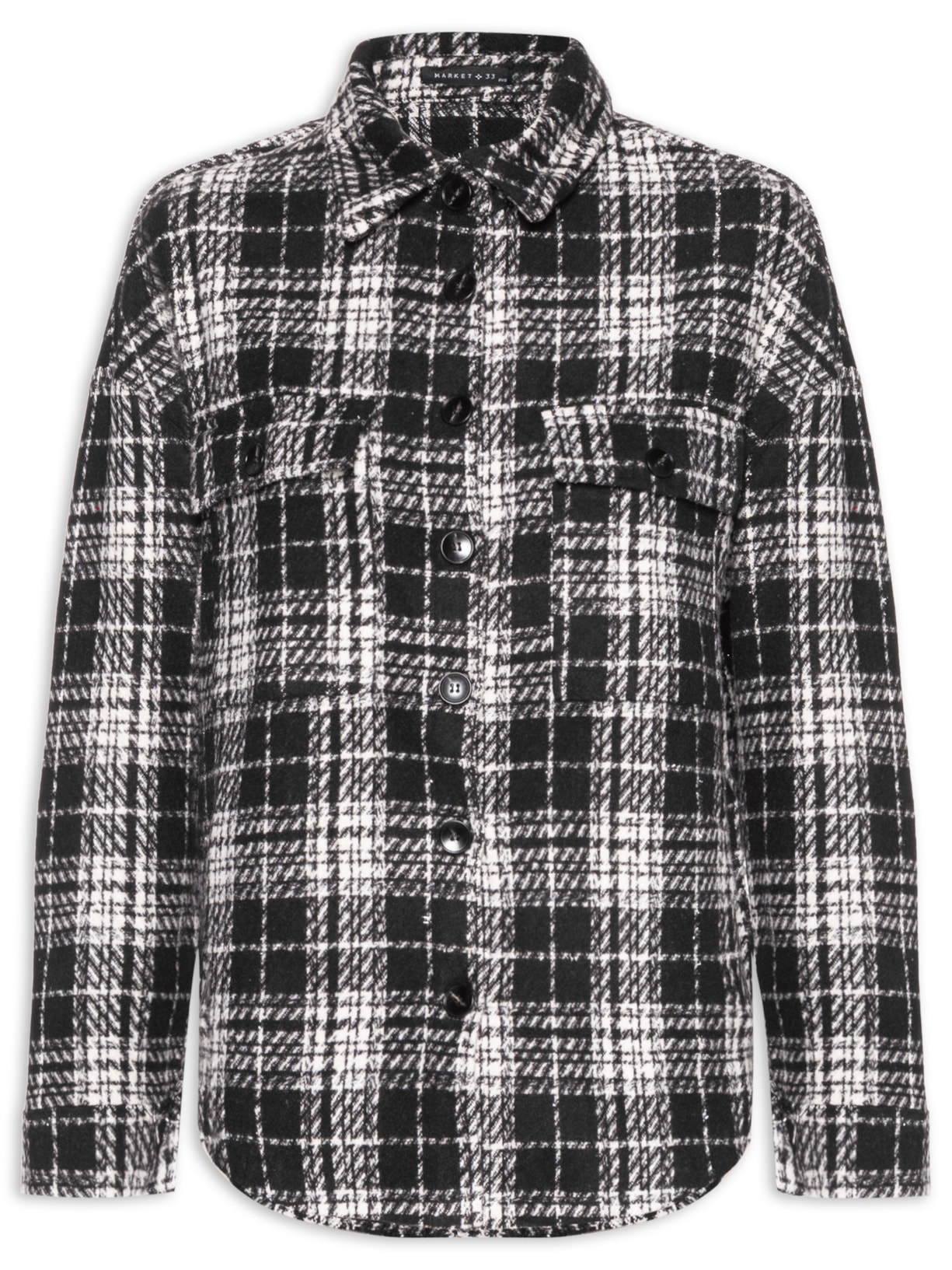 Camisa Feminina Em Tweed - Preto