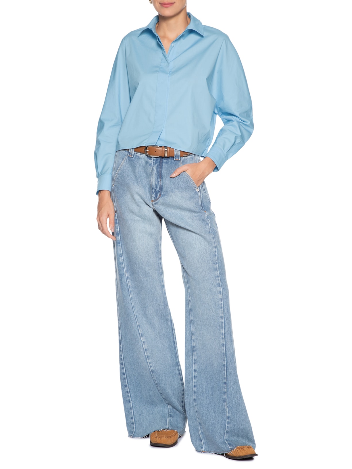 Camisa Feminina Esmeralda Azul Le Lis