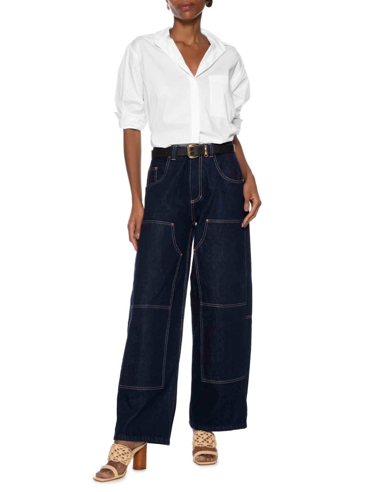 Camisa Feminina Essential Bolso Frente Branco Animale