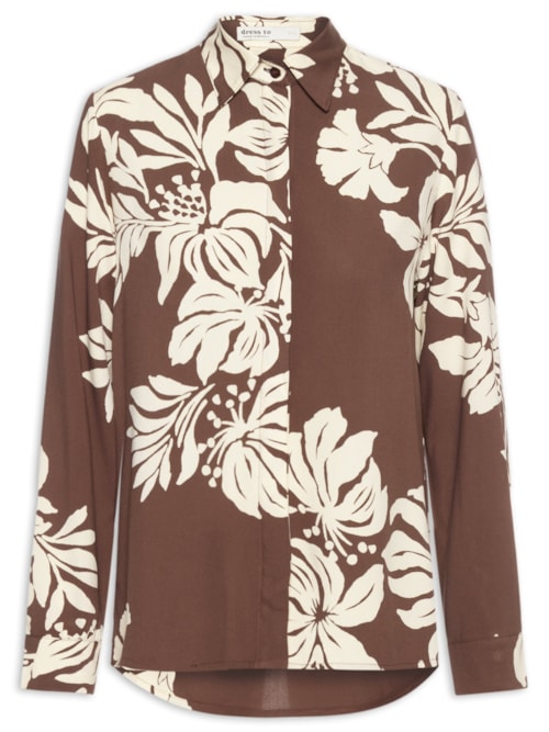 Camisa Feminina Estampa Bela Flor - Marrom