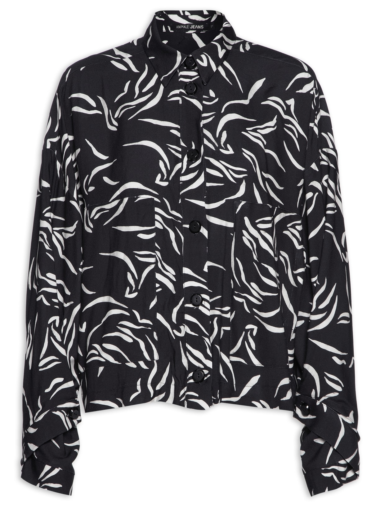 Camisa Feminina Estampa Bicolor - Preto