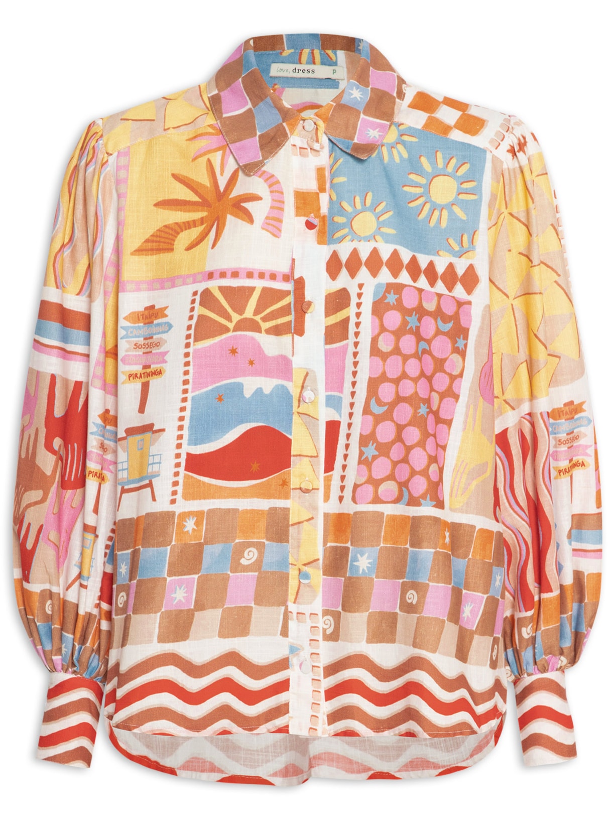 Camisa Feminina Estampa Onda Boa - Bege