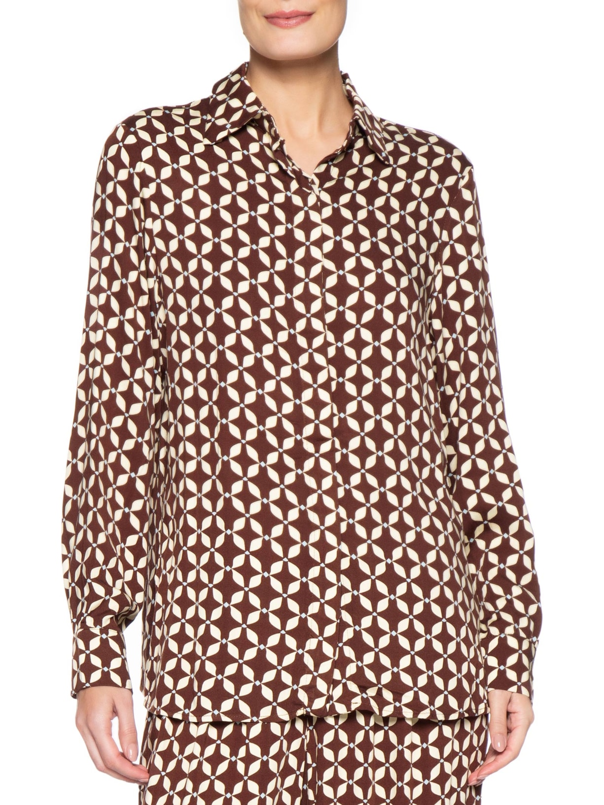 Camisa Feminina Estampa Peixito – Marrom Dress To