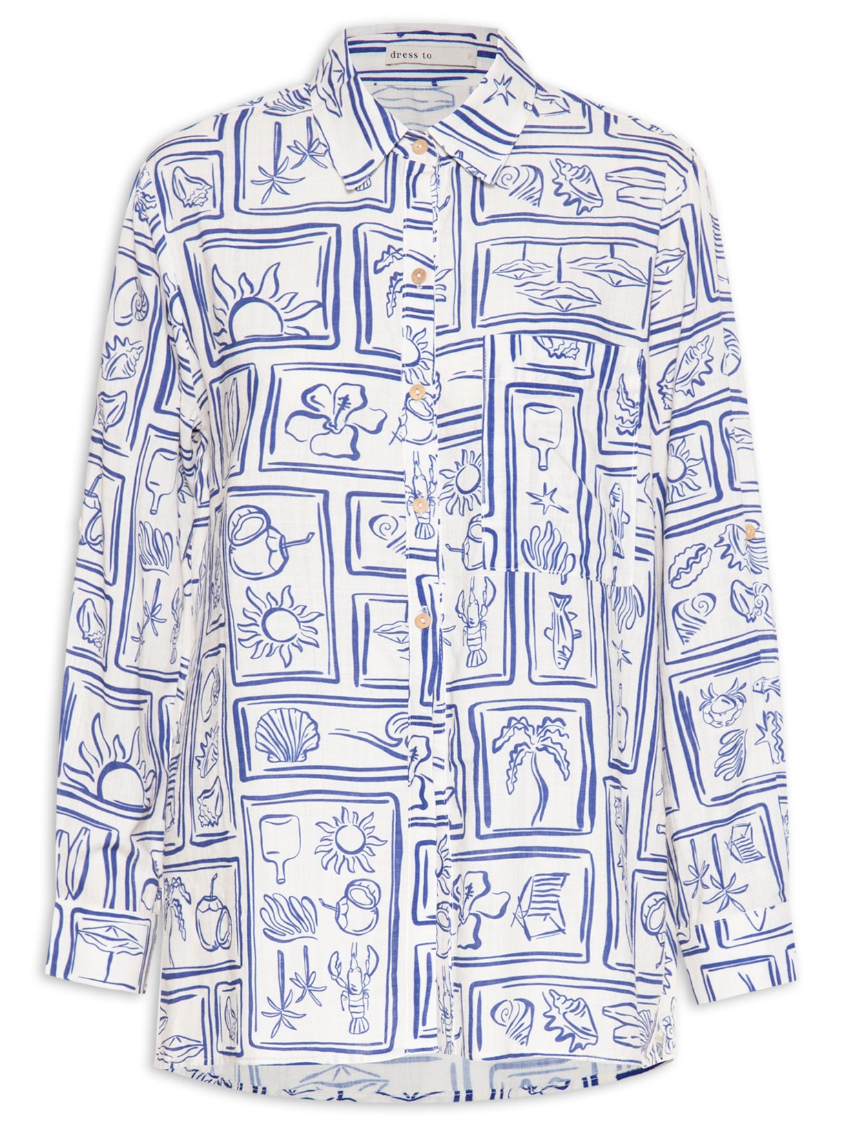 Camisa Feminina Estampa Praiana - Azul