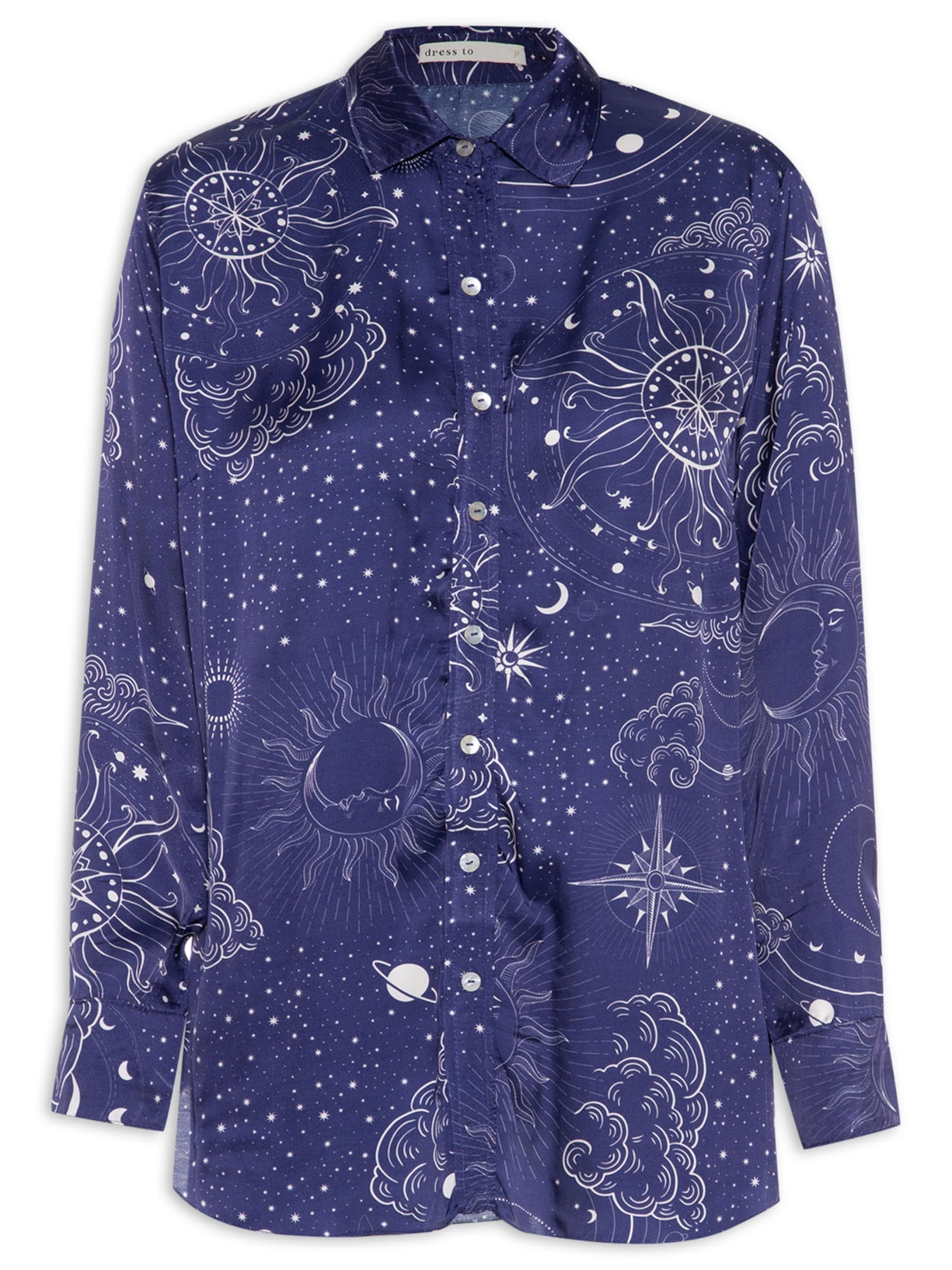 Camisa Feminina Estampa Rotas - Azul