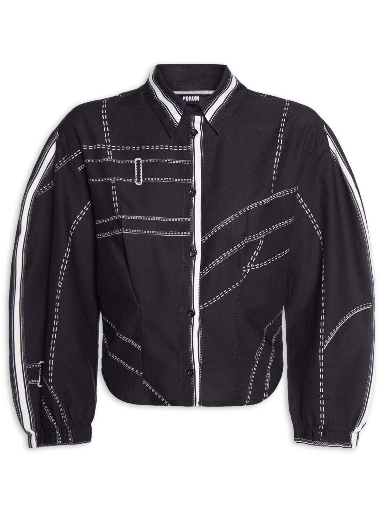 Camisa Feminina Estampada Azul Forum