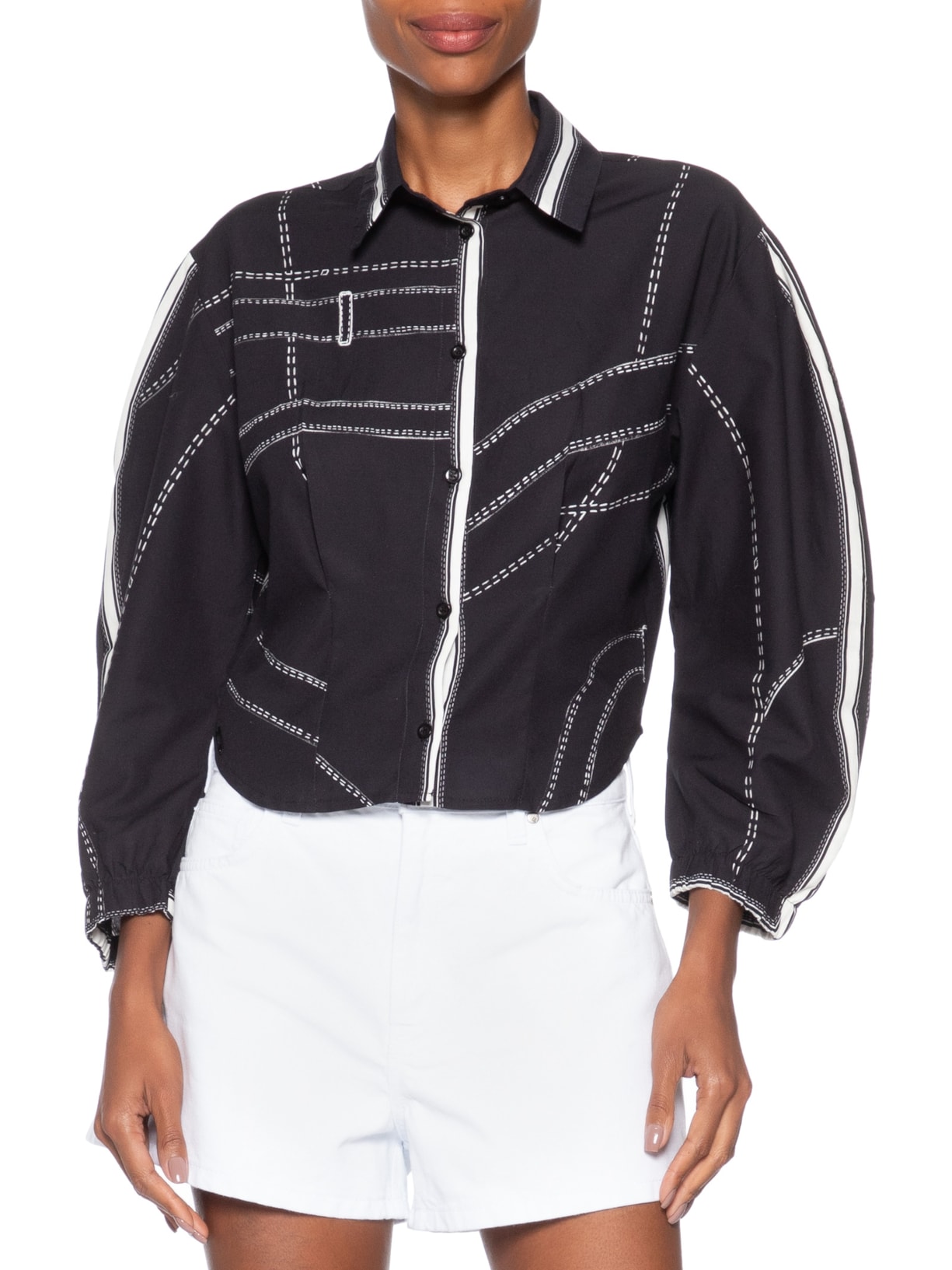 Camisa Feminina Estampada Azul Forum