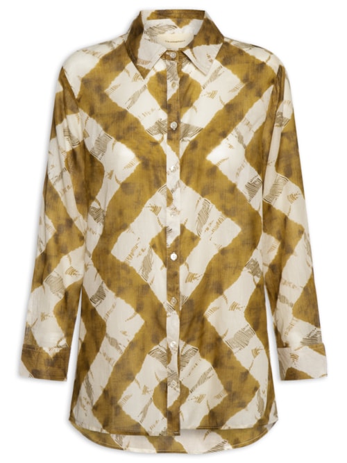 Camisa Feminina Estampada Com Saquinho - Verde