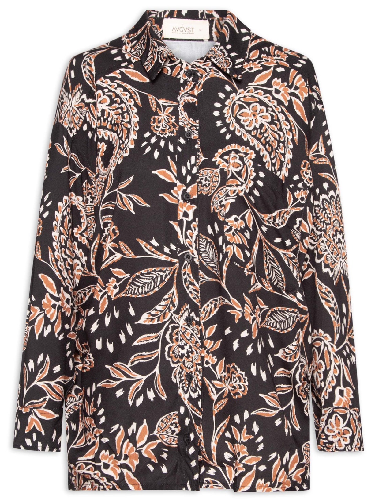 Camisa Feminina Estampada Paisley Gabi Preto Shop2gether + August Swim