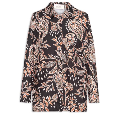 Camisa Feminina Estampada Paisley Gabi - Preto
