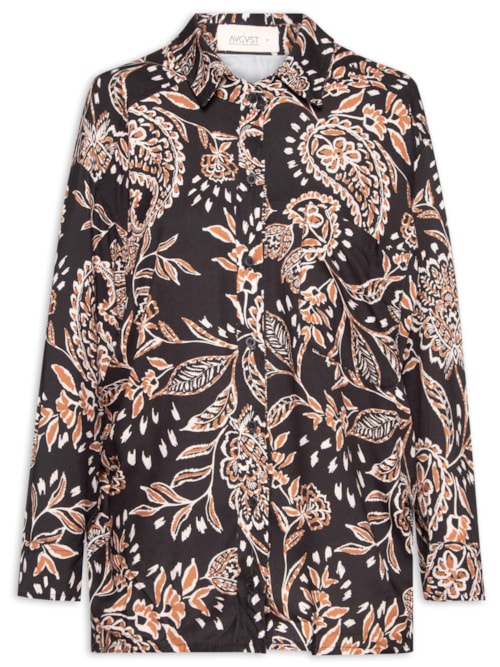 Camisa Feminina Estampada Paisley Gabi - Preto