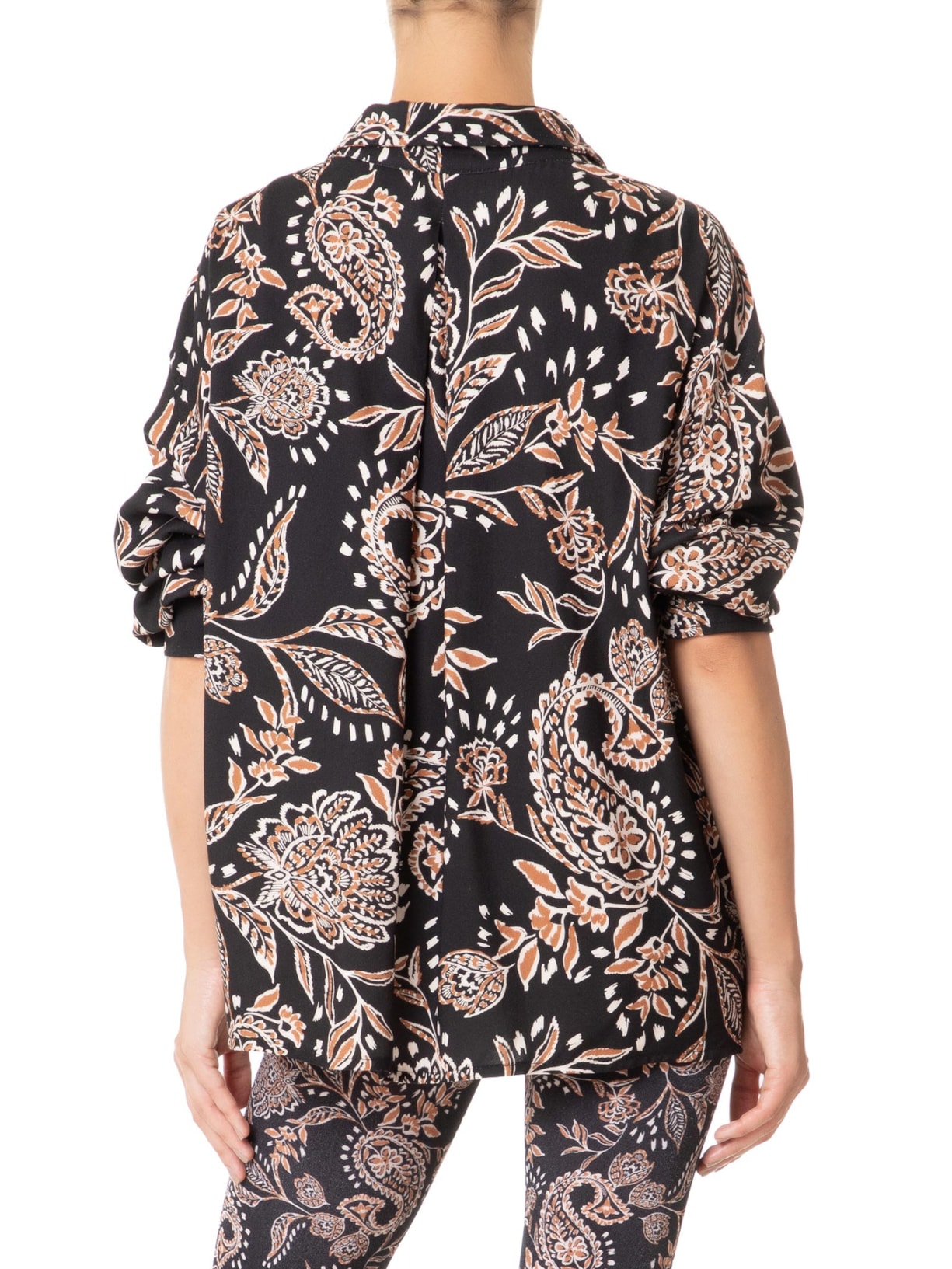 Camisa Feminina Estampada Paisley Gabi Preto Shop2gether + August Swim
