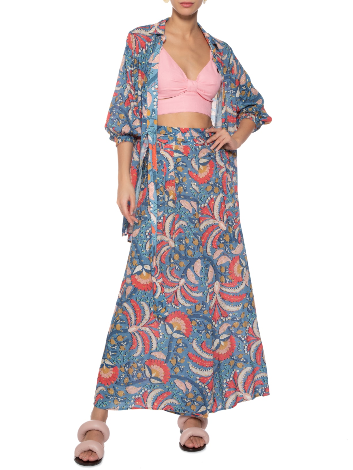 Camisa Feminina Festa De Coqueiro Azul Farm