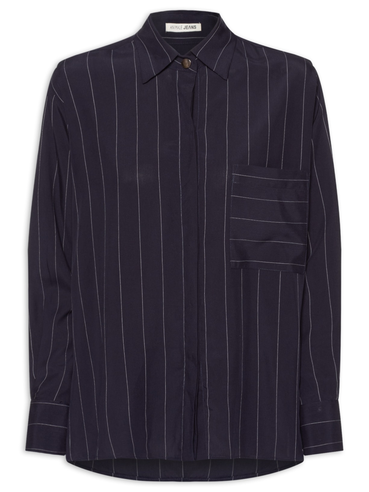 Camisa Feminina Fio Tinto Navy Azul Animale Jeans