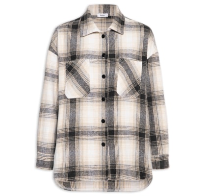 Camisa Feminina Flanela Xadrez - Cinza