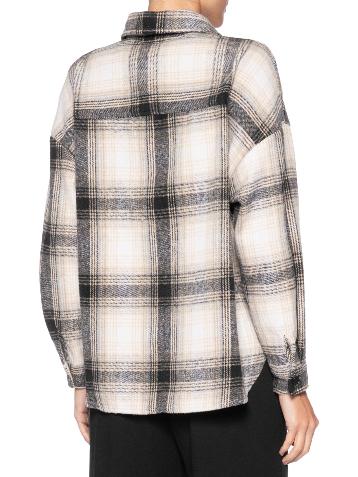 Camisa Feminina Flanela Xadrez Cinza Basiq