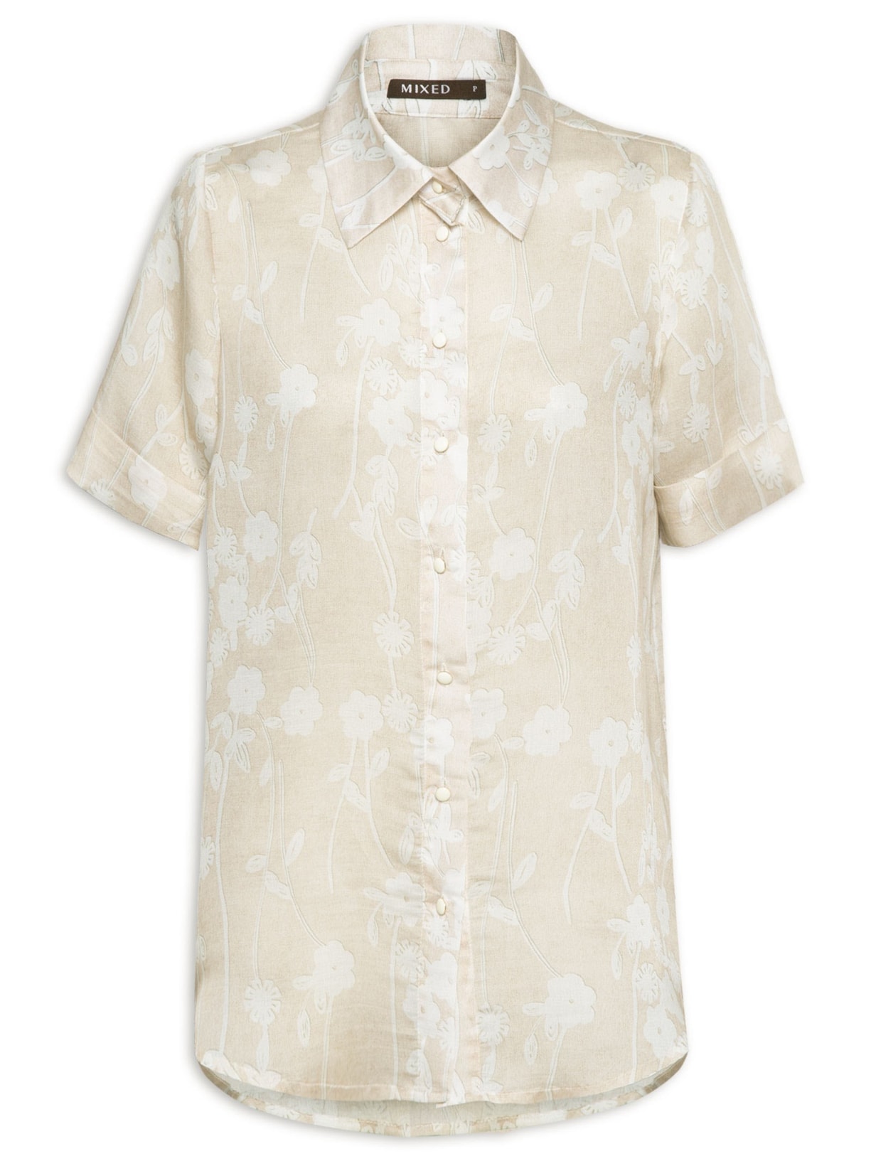 Camisa Feminina Floral Paz - Bege