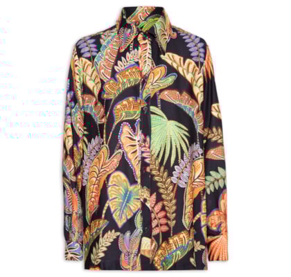 Camisa Feminina Folhagem Cool - Preto 