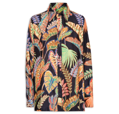 Camisa Feminina Folhagem Cool - Preto 