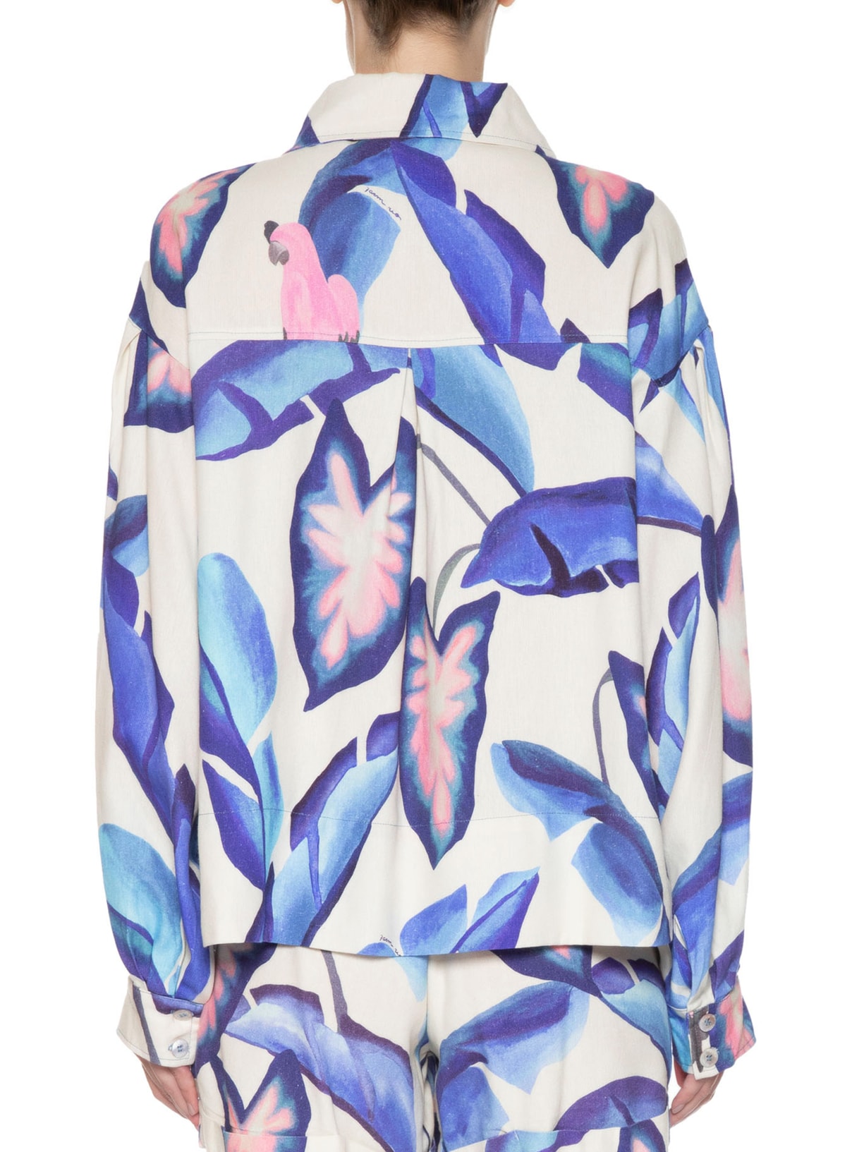 Camisa Feminina Folhagem De Verão Azul Farm