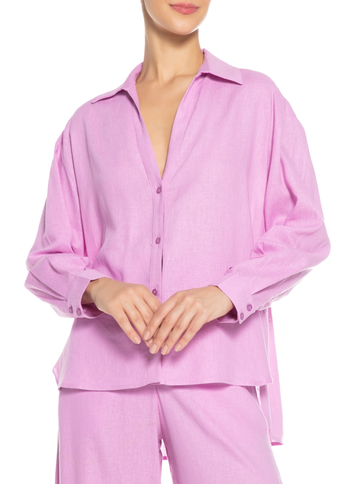 Camisa Feminina Fraldada Lilás Dress To