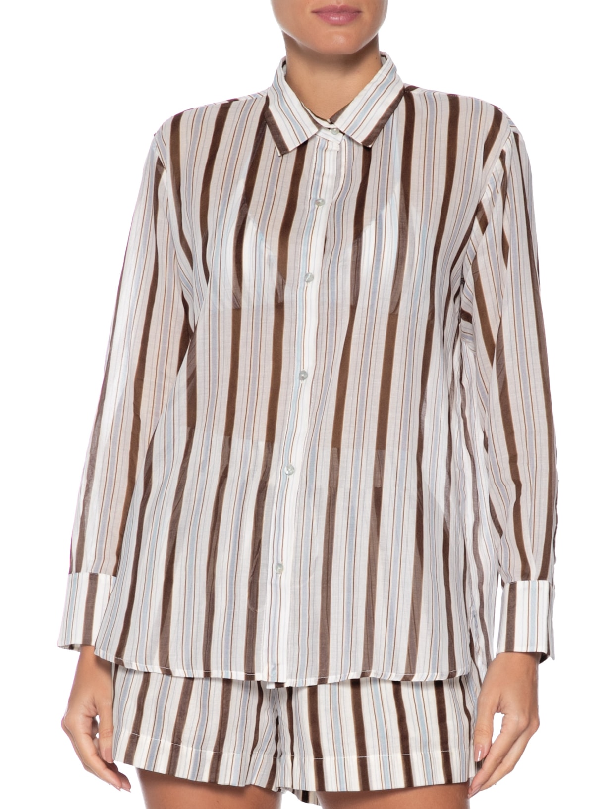 Camisa Feminina Fraldada Marrom Lenny Niemeyer