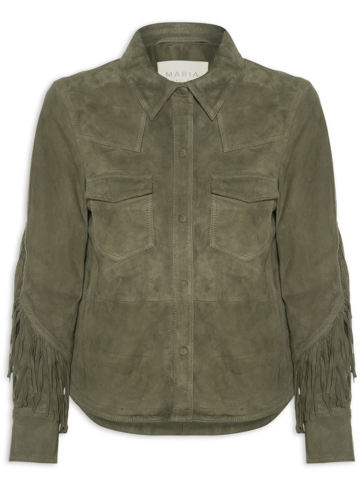 Camisa Feminina Franjas Chamois Verde Maria Filó