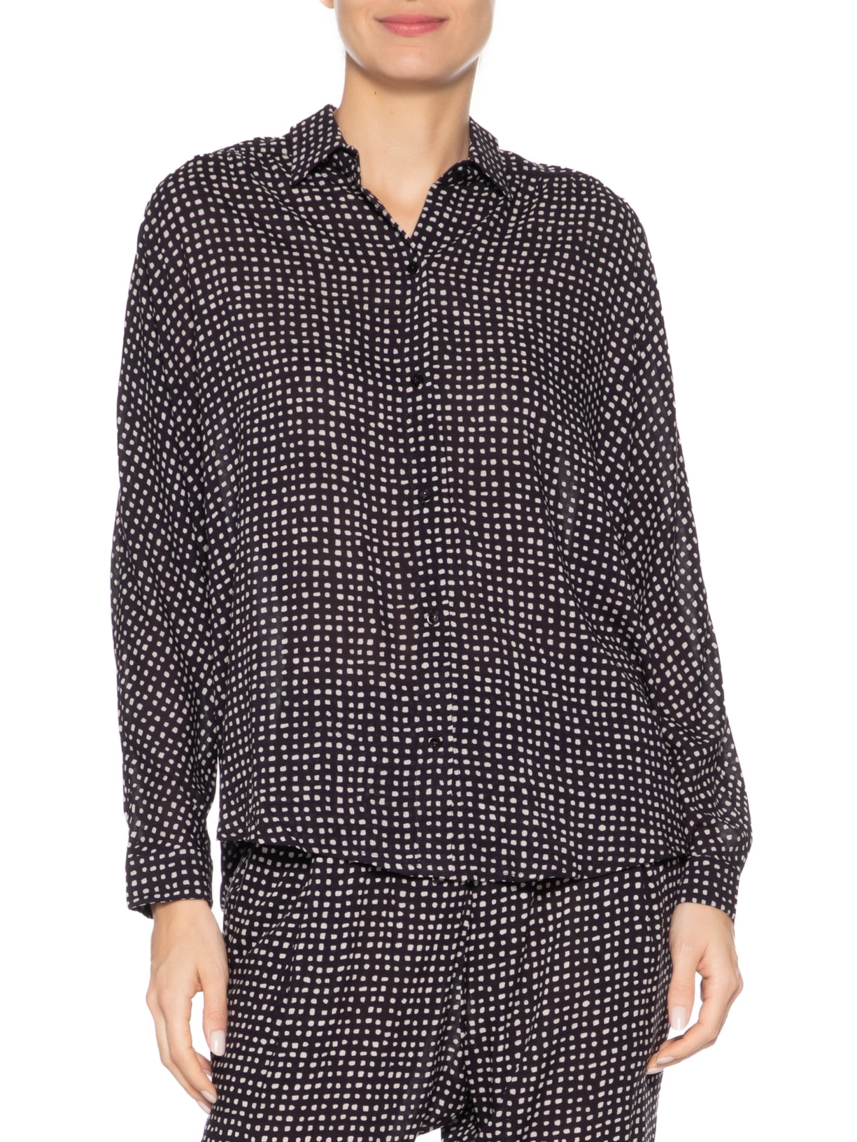 Camisa Feminina Franzido Ombro Preto Lenny Niemeyer