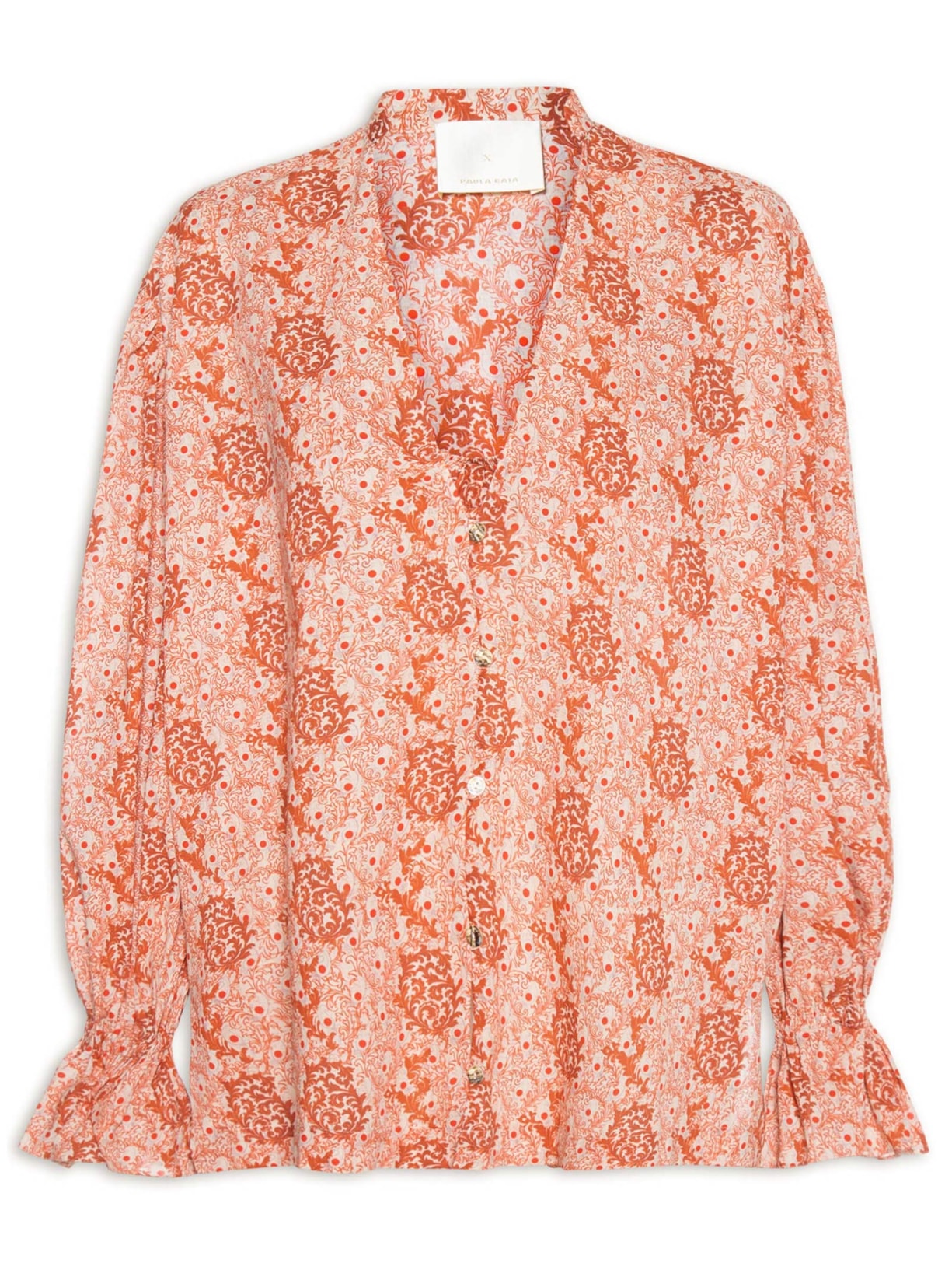 Camisa Feminina Gaze Sketch Felino Laranja  Paula Raia