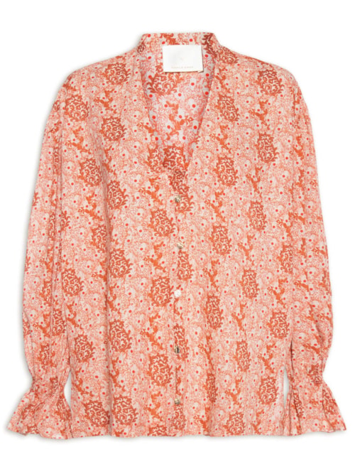Camisa Feminina Gaze Sketch Felino - Laranja