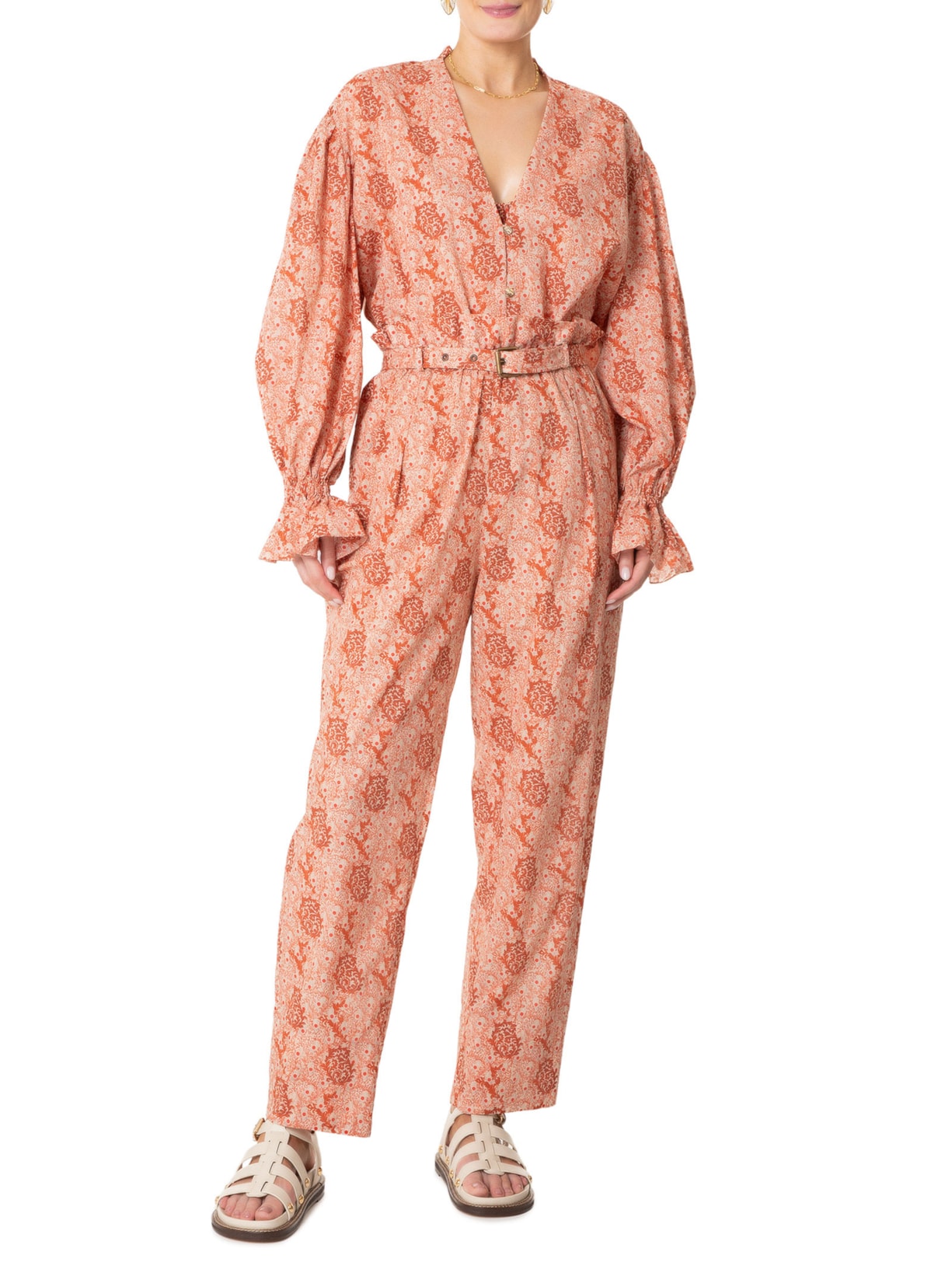 Camisa Feminina Gaze Sketch Felino Laranja  Paula Raia