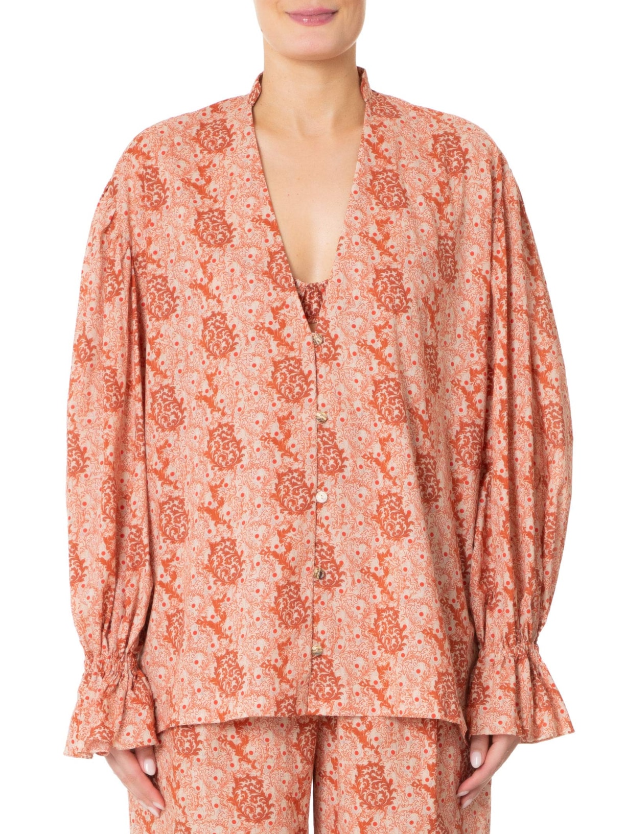 Camisa Feminina Gaze Sketch Felino Laranja  Paula Raia